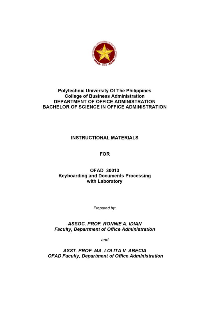 OFAD 30013 Keyboarding and Documents Processing with Laboratory