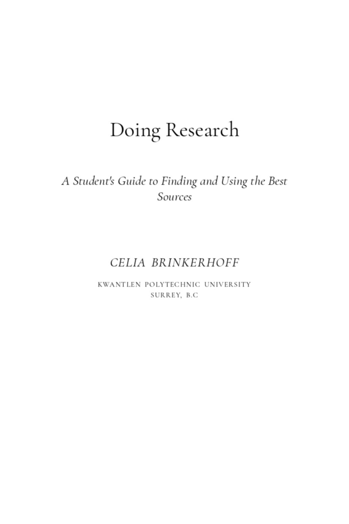 Doing Research