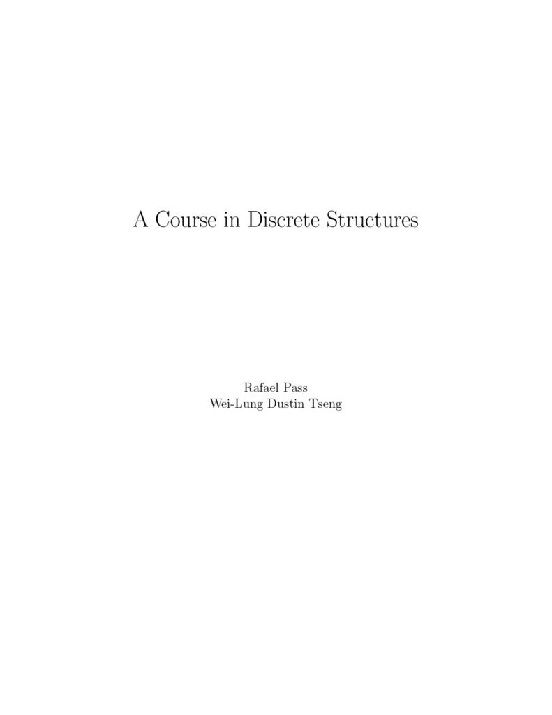 Discrete Structures I: A Course in Discrete Structures