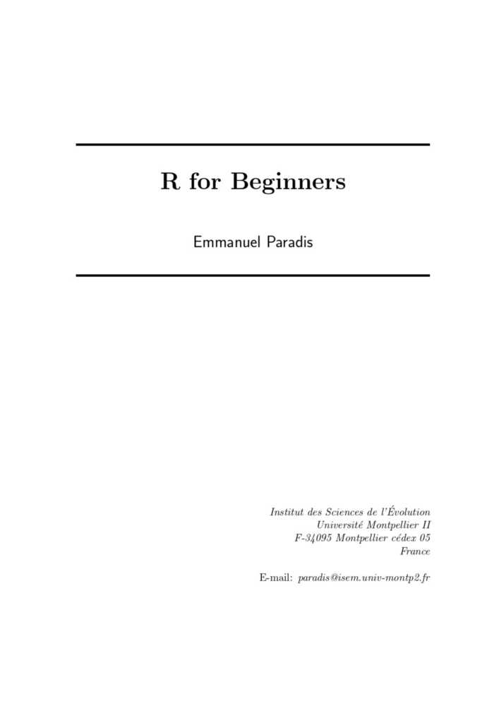 R for Beginners